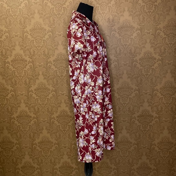 Vintage 70s Mod Fall Floral Dagger Collar Triangle Pull Zipper Front Dress - Picture 3 of 13